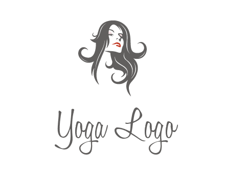 head of woman with long hair beauty logo icon