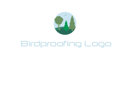 trees with bird in circle frame