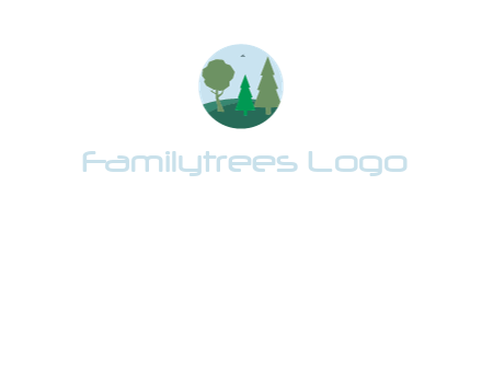 trees with bird in circle frame