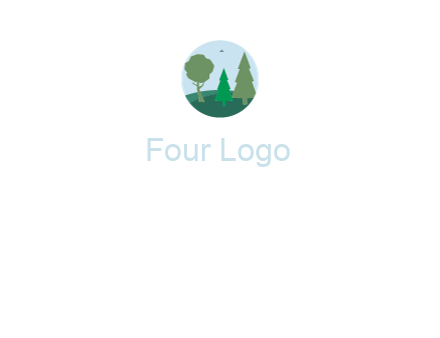 trees with bird in circle frame
