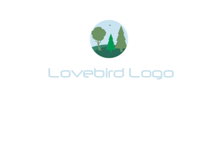 trees with bird in circle frame