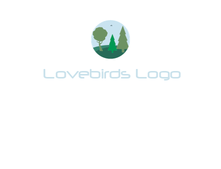 trees with bird in circle frame