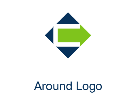 letter C in rhombus forming arrow