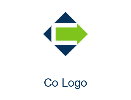 letter C in rhombus forming arrow