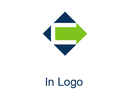 letter C in rhombus forming arrow