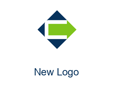 letter C in rhombus forming arrow