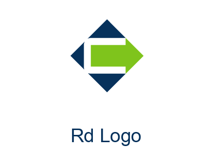 letter C in rhombus forming arrow