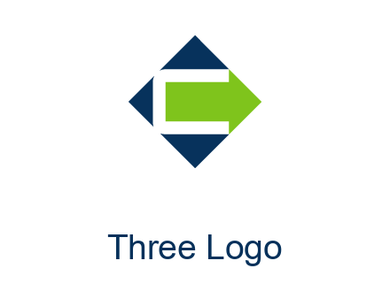 letter C in rhombus forming arrow