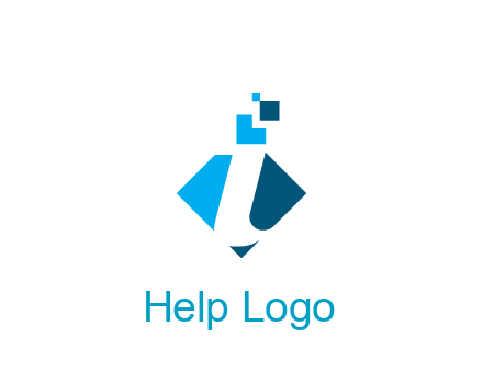 swoosh in rhombus with pixels forming letter I