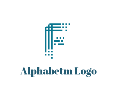 lines forming letter F with pixels