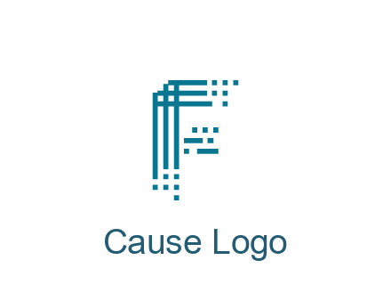 lines forming letter F with pixels