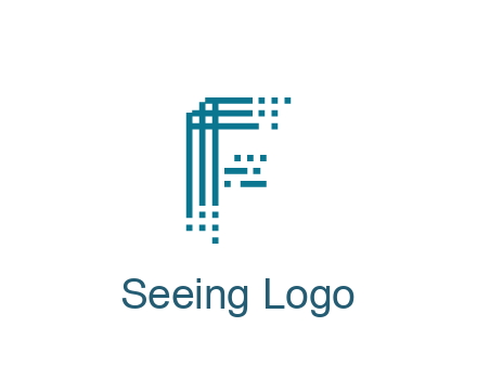 lines forming letter F with pixels