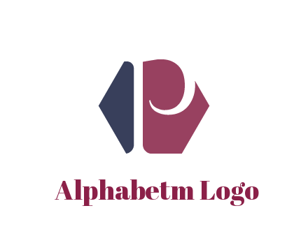 negative spacing letter P in hexagon shape