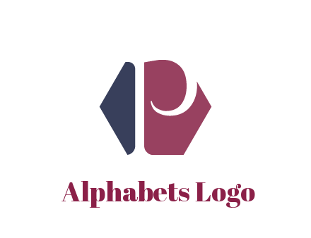 negative spacing letter P in hexagon shape