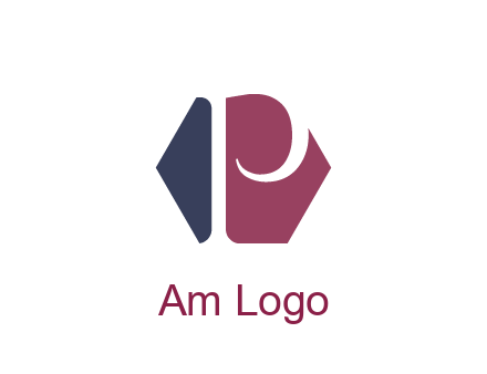 negative spacing letter P in hexagon shape