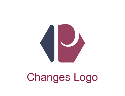 negative spacing letter P in hexagon shape