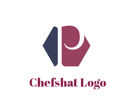 negative spacing letter P in hexagon shape