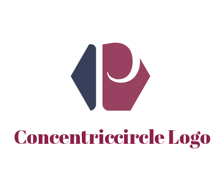 negative spacing letter P in hexagon shape