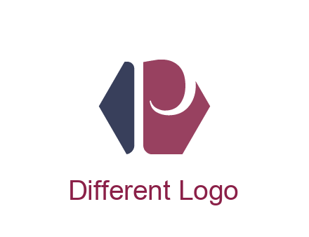negative spacing letter P in hexagon shape