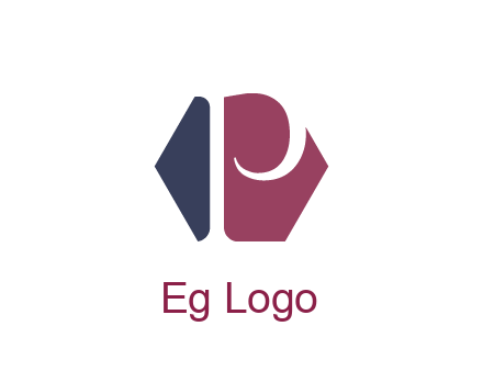 negative spacing letter P in hexagon shape