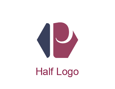 negative spacing letter P in hexagon shape