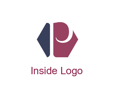 negative spacing letter P in hexagon shape
