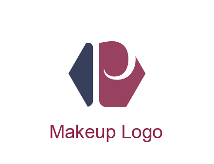 negative spacing letter P in hexagon shape