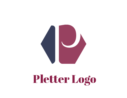 negative spacing letter P in hexagon shape