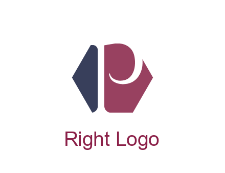negative spacing letter P in hexagon shape