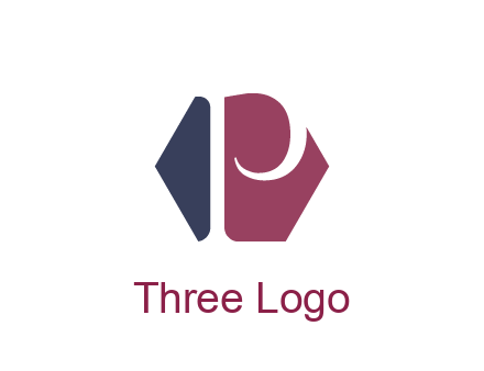 negative spacing letter P in hexagon shape