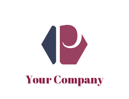 negative spacing letter P in hexagon shape