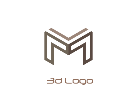 line art letter M 3D shape