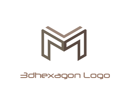 line art letter M 3D shape