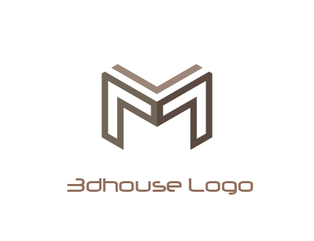 line art letter M 3D shape