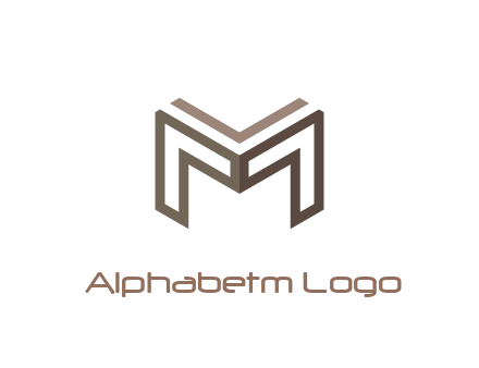 line art letter M 3D shape