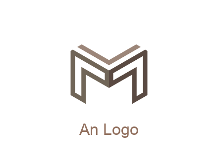 line art letter M 3D shape