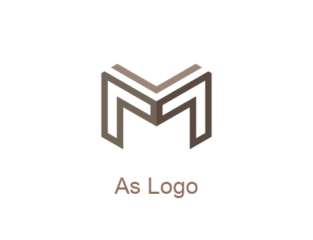 line art letter M 3D shape