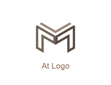 line art letter M 3D shape