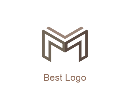 line art letter M 3D shape