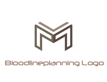 line art letter M 3D shape
