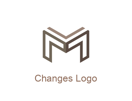 line art letter M 3D shape