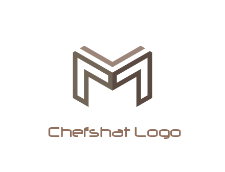 line art letter M 3D shape