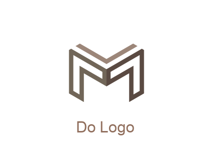 line art letter M 3D shape