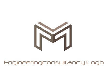 line art letter M 3D shape