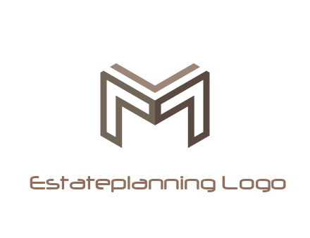 line art letter M 3D shape