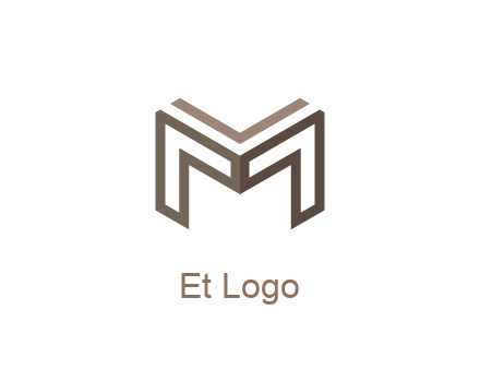line art letter M 3D shape