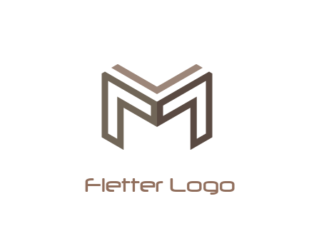 line art letter M 3D shape
