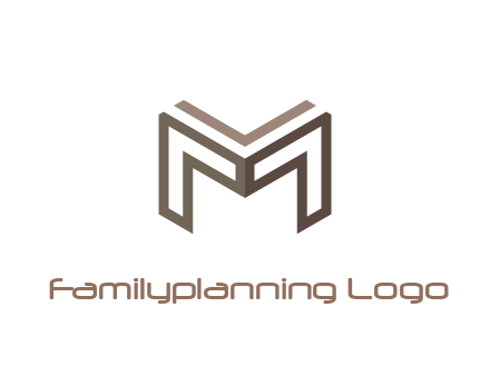 line art letter M 3D shape