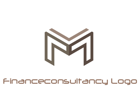 line art letter M 3D shape