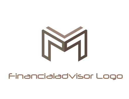 line art letter M 3D shape